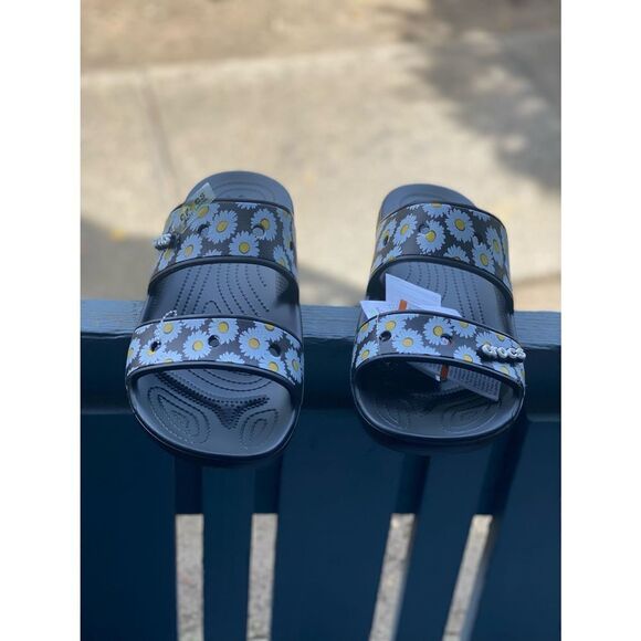 Crocs Men's Classic Sandal Slide Black Daisy Sz13 US - Picture 5 of 9